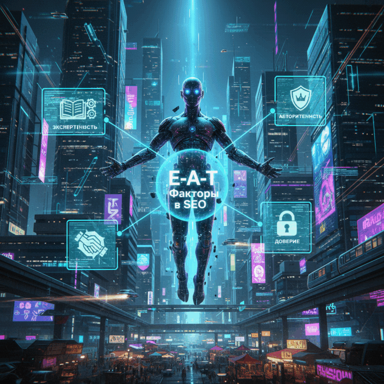 обложка для статьи про E-A-T факторы в SEO: экспертность, авторитетность, доверие