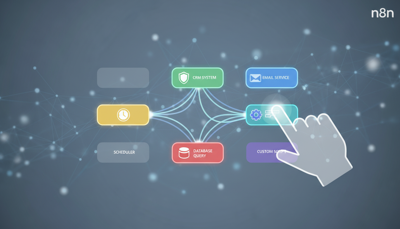 Рабочий процесс n8n с различными узлами