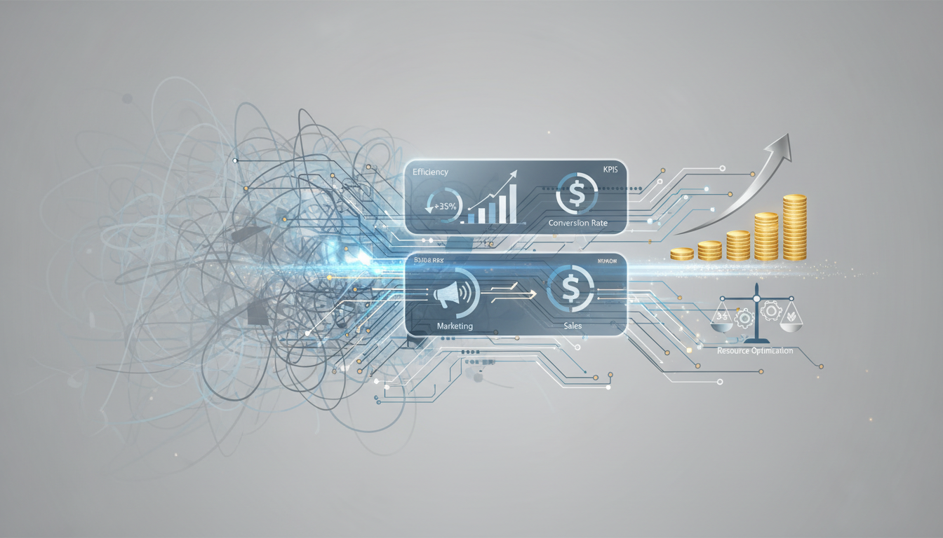 Схема, показывающая объединение маркетинга и продаж с n8n