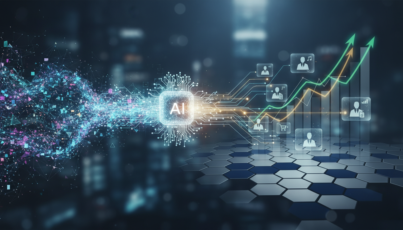 Иллюстрация концепции гиперперсонализации в маркетинге с использованием AI.