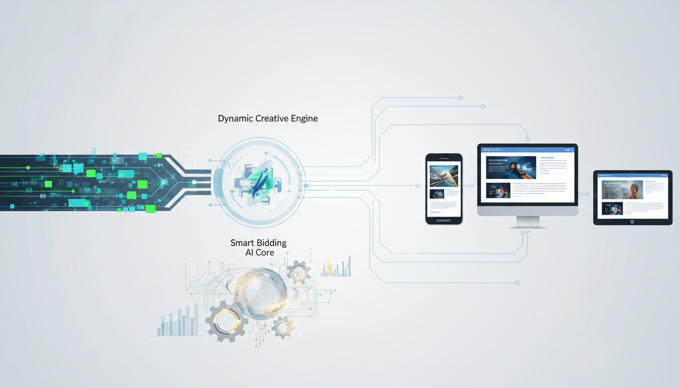 Схематичное изображение работы ИИ в контекстной рекламе