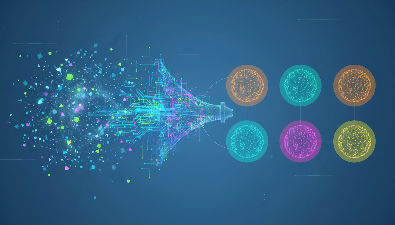 Иллюстрация процесса кластеризации ключевых слов с помощью ИИ