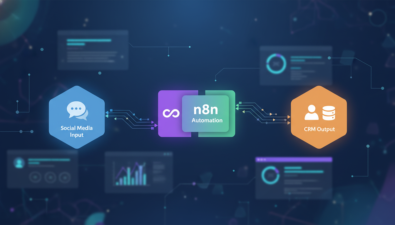 Схема интеграции CRM и социальных сетей через n8n